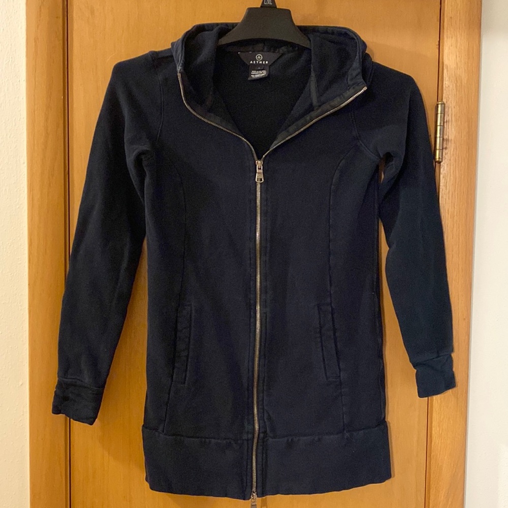 Aether Women’s Long Full Zip Hooded Sweatshirt Hoodie Black Size XS-S (1)